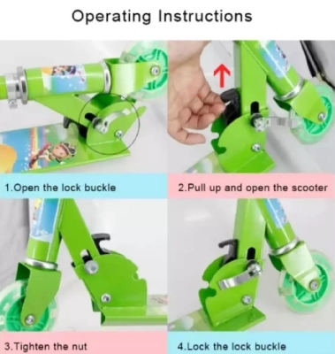 Picture of Adjustable Children's Three Wheel Folding Scooter with Braking System  Easy to Use Three Wheel Folding Scooter