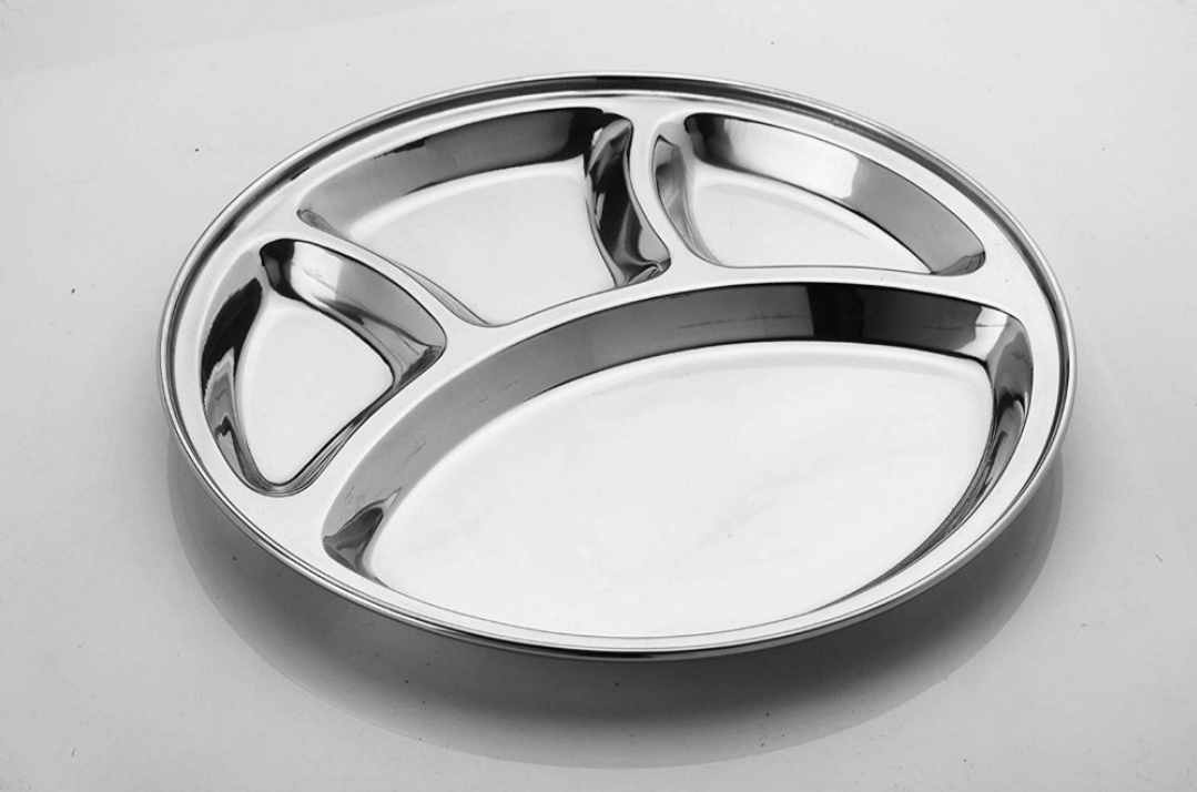 Picture of Stainless Steel Silver SS Delux Dinner Plate baby plate 11 inch Premium Quality Stainless Steel Lunch/ Dinner Plate