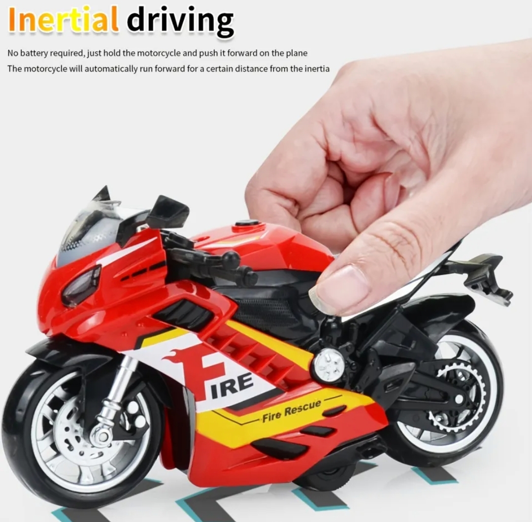 Picture of Kids Motorcycle Model Lighting Sound Effects Children Motorbike Toy Hobbies Model Swat Motorcycle Rescue Bike Friction Powered Action Special Police Motorcycle Emergency Vehicle Model Toy with Light Music Simulation - Multicolor