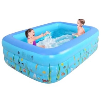 Picture of Kids Baby Children lInflatable Swimming Pool Bath Tub Portable Outdoor Summer Water Fun Play Toy Length-150Cm,