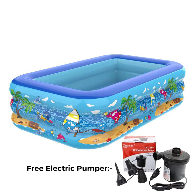 Picture of 305cm Inflatable Family Swimming Pool – | Easy Setup Backyard Water Fun PVC Outdoor Pool Set for Kids & Adults .