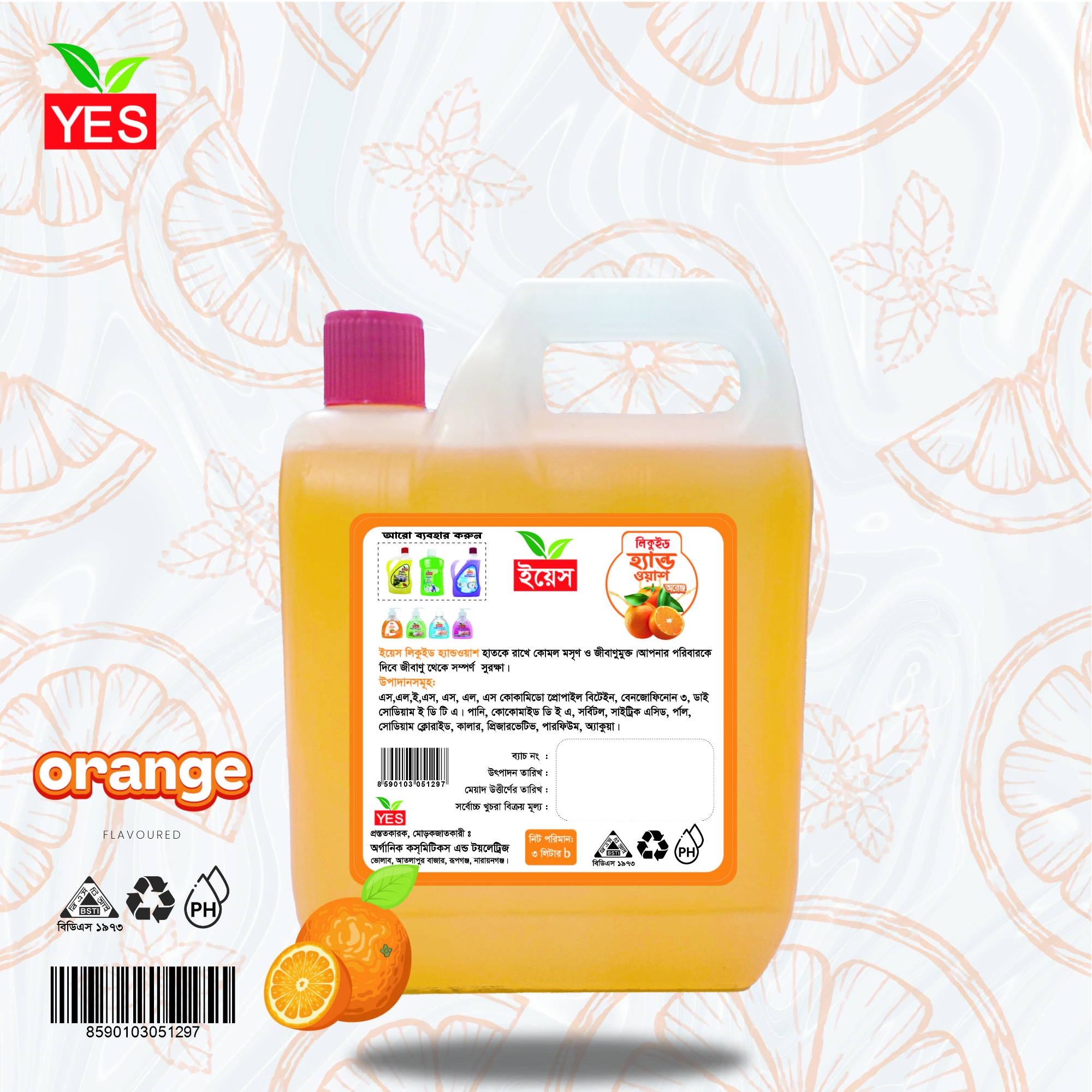 Picture of Yes Hand Wash Liquid Orange - 3Ltr.