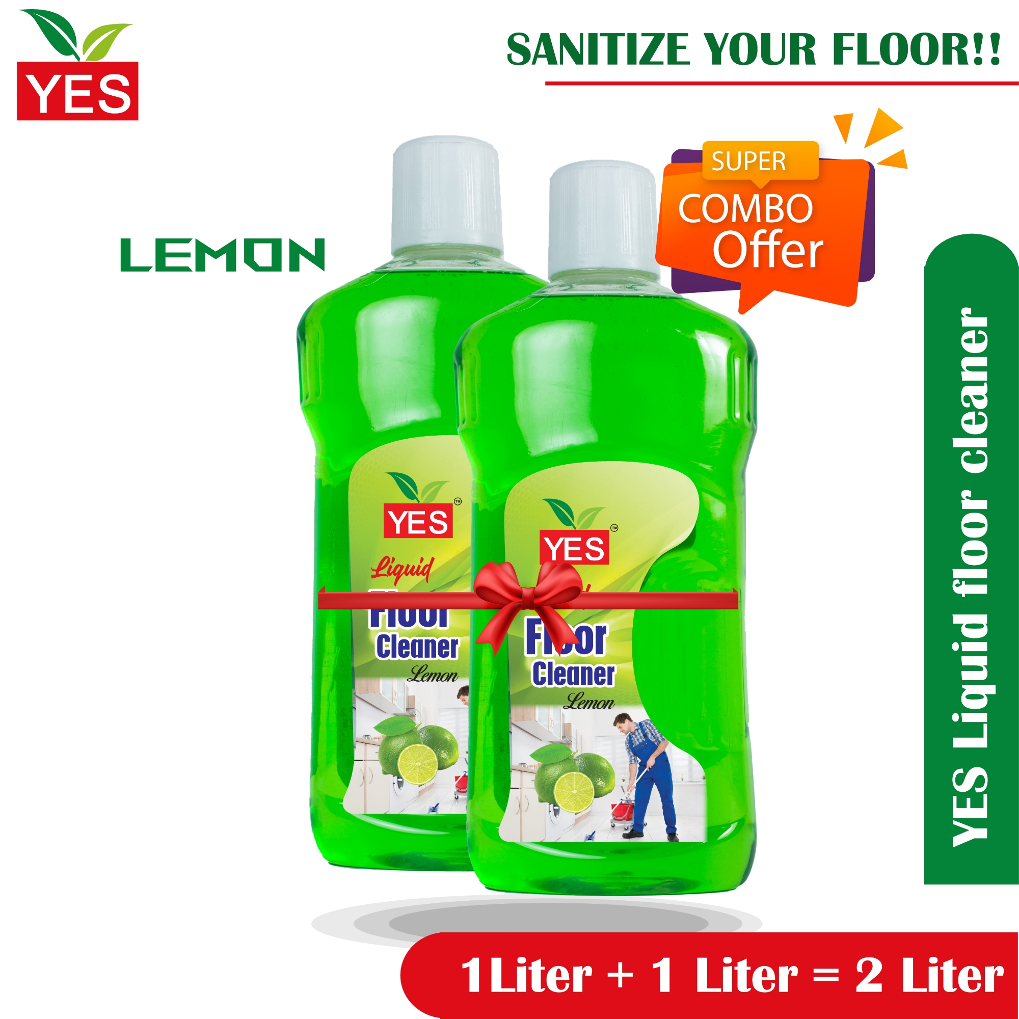 Picture of Yes Floor Cleaner Lemon Liquid Combo Pack - 2Ltr.