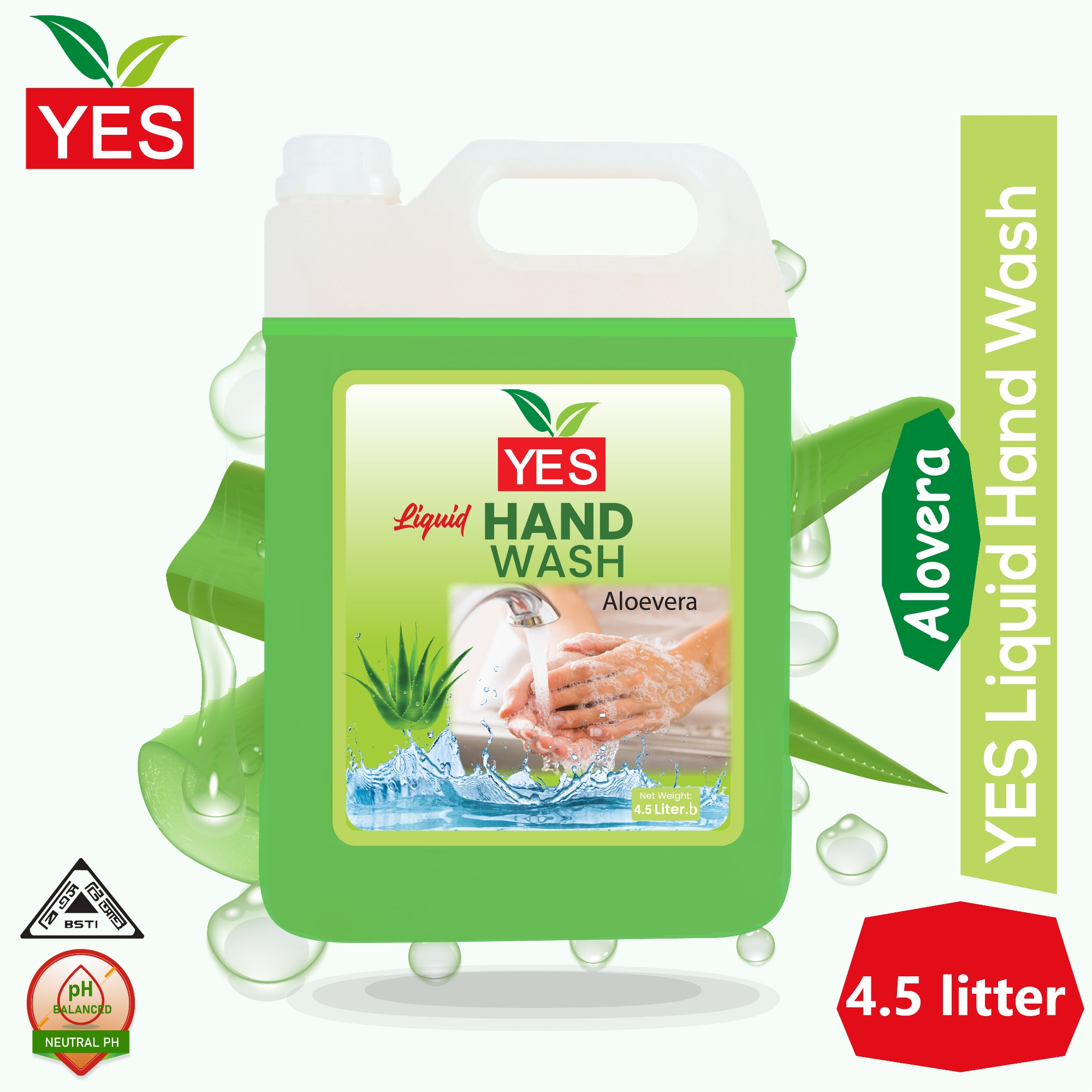 Picture of Yes Hand Wash Liquid Alovera - 4.5 Ltr.