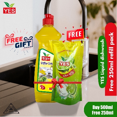Picture of Yes Dish wash Liquid Lemon- 500ml + Free 250ml Dish wash Refill Pack