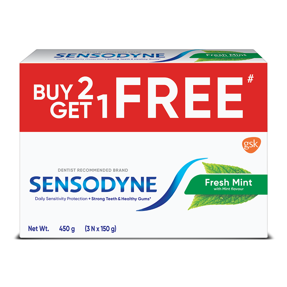 Buy Sensodyne Toothpaste Freshmint Combo (2+1) 150gm keeps mouth fresh & clean with 24/7 sensitivity protection at best price in Bangladesh 