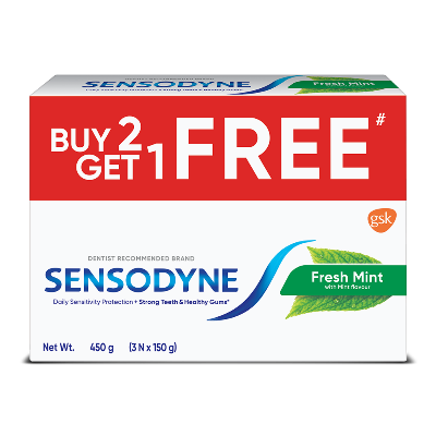 Buy Sensodyne Toothpaste Freshmint Combo (2+1) 150gm keeps mouth fresh & clean with 24/7 sensitivity protection at best price in Bangladesh 