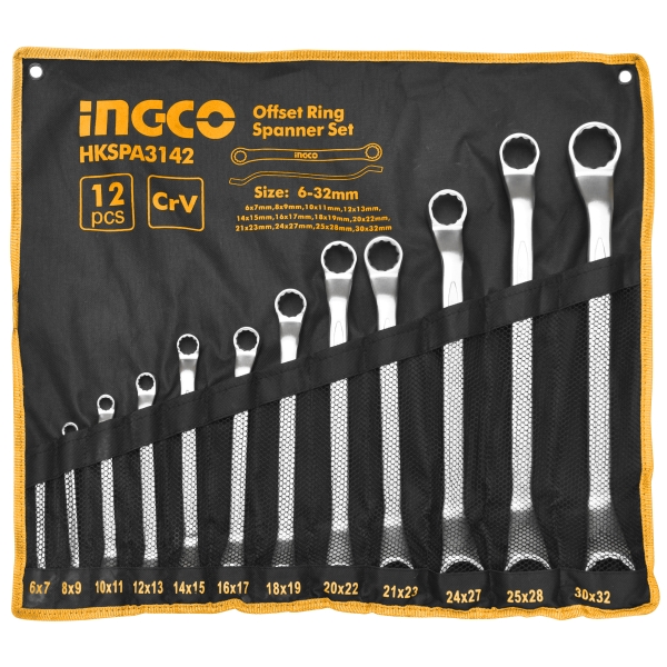 Picture of OFFSET RING SPANNER SET - 12pcs Ingco HKSPA3142