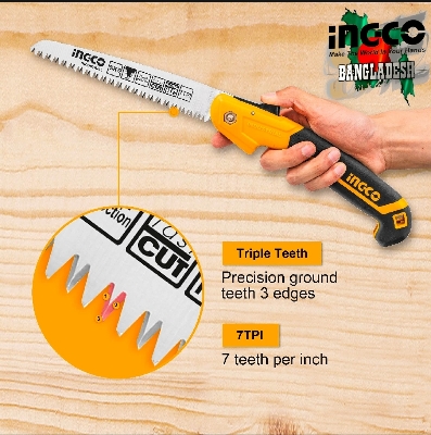 Picture of INGCO 7 Inch Folding Saw with Triple Teeth and Hand Protection Function HFSW1808