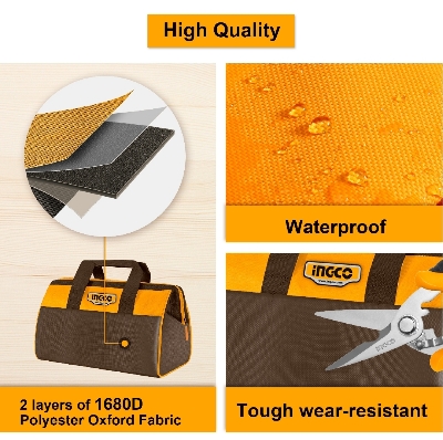 Picture of INGCO 16 Inch Tool Bag Organizer with Wide Mouth Water-proof Multi-use Tool Tote Bag HTBG281628