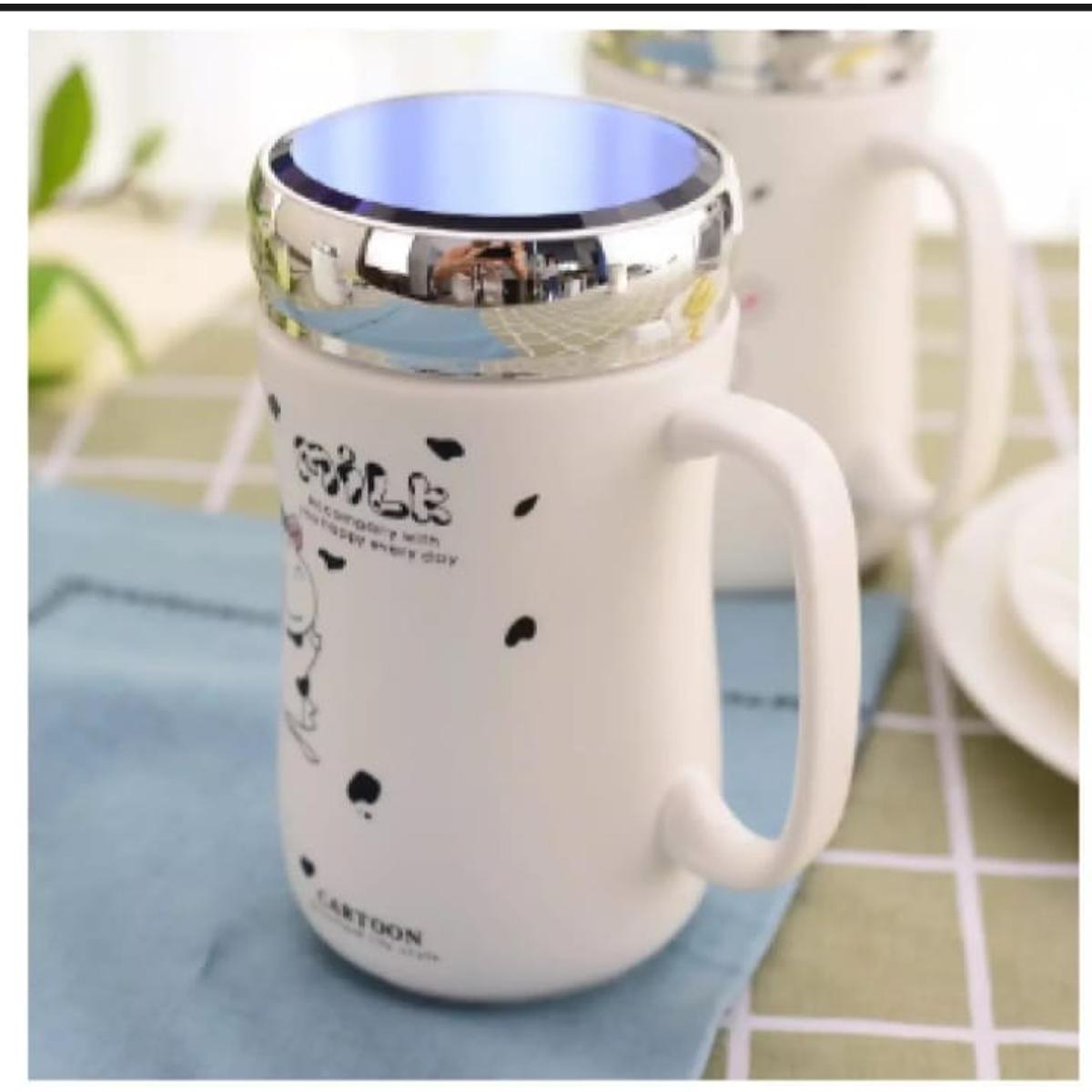 Picture of Creative cute ceramic mug with cartoon or other design mirror cover mug