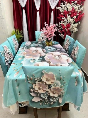 Picture of 3D digital   print dining table,  6 Chair cover,full set 7 pice