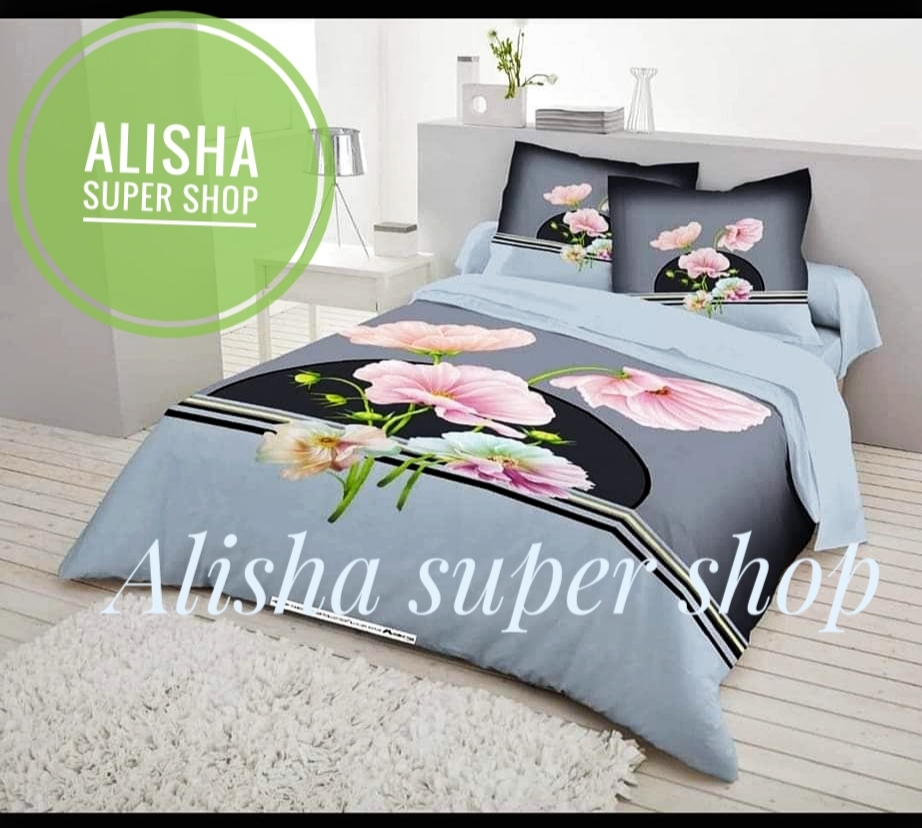 Picture of New unique design fashionable luxurious double size home tex chain cover Bed sheets 2 matching pillow &1 side pillow