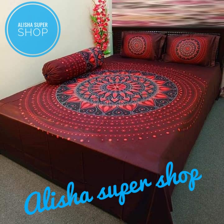 Picture of New exclusive  design fashionable luxurious double size pannel Bed sheets and 2 matching pillow (3 pice set)