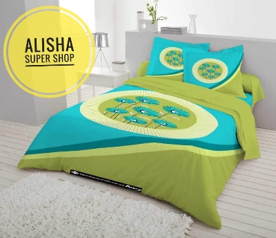 Picture of from alisha super shop New exclusive  design fashionable luxurious double size pannel Bed sheets and 2 matching pillow (3 pice set)