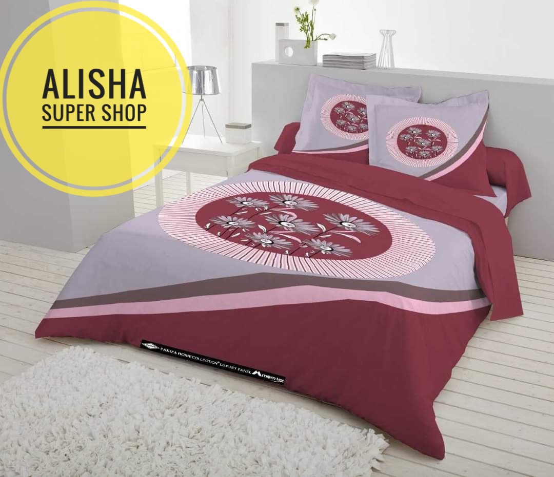 Picture of from alisha super shop New exclusive  design fashionable   pakiza luxurious double size  pannel Bed sheets and 2 matching pillow (3 pice set)