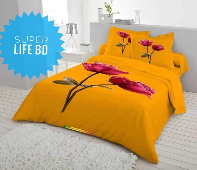 Picture of New exclusive  design fashionable luxurious double size pannel Bed sheets and 2 matching pillow (3 pice set)