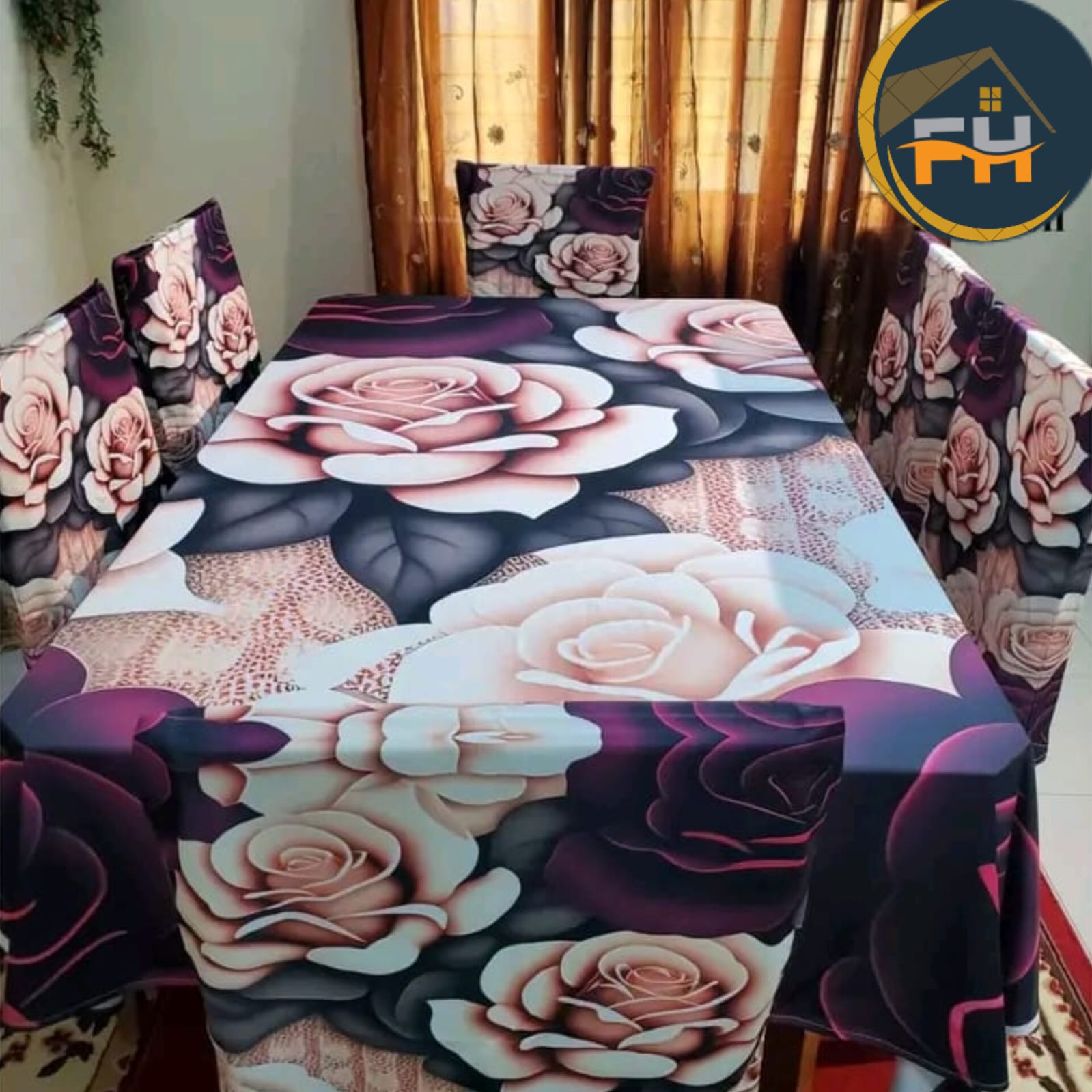 Picture of 3d print Premium quality dining cover with 6 Chair covers, full 7 pc set