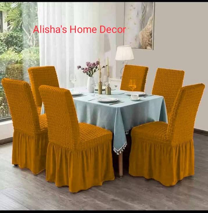 Picture of new exclusive design premium quality turkey fabric elastic Chair cover(6piece Chair Cover set)