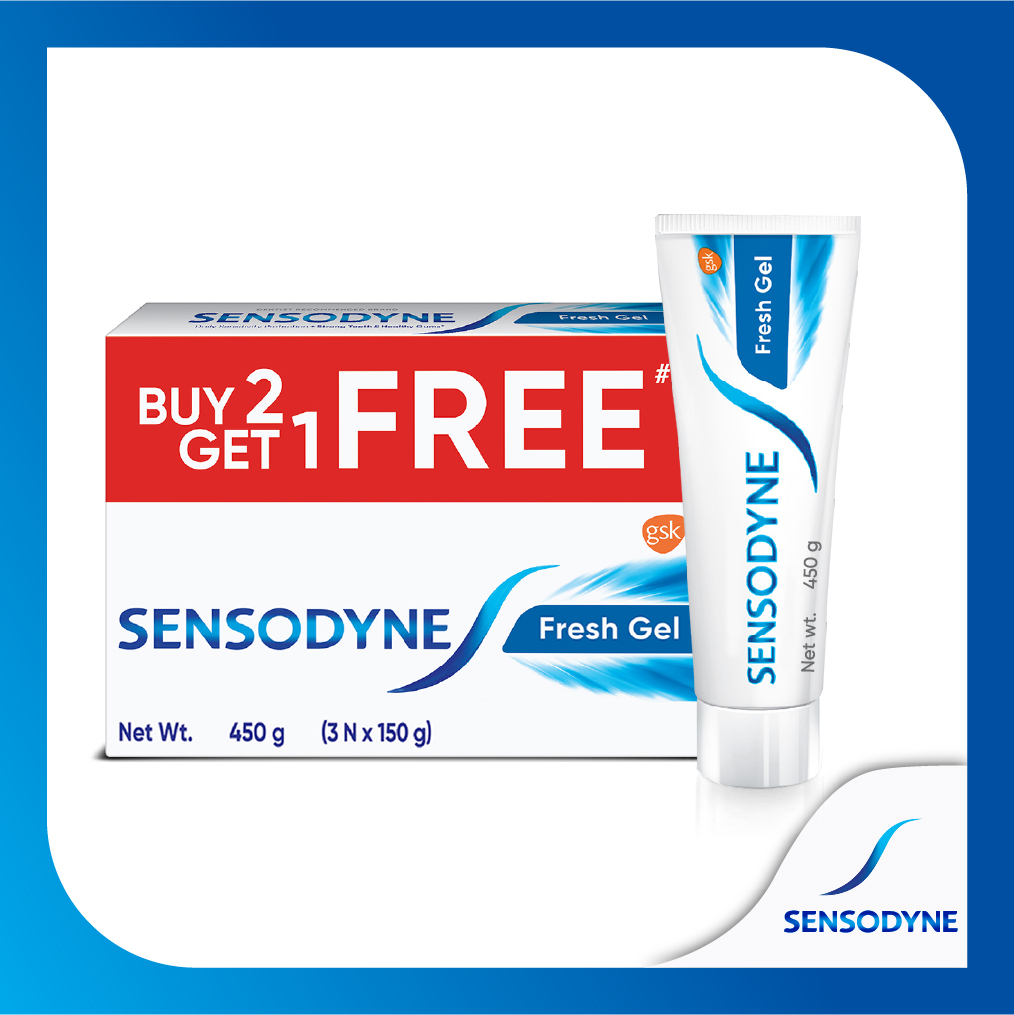 Buy Sensodyne Toothpaste Fresh Gel Combo (2+1) 150gm Contains fluoride to prevent caries, keeps mouth fresh & clean  at best price in Bangladesh 