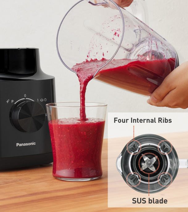 Buy Panasonic 450W blender, Curved Stainless Steel blade, Smooth Blending, 1.45L Jug, 2 Dry mill for Grinding, safety lock (MX-CP3121) at Best Price In Bangladesh