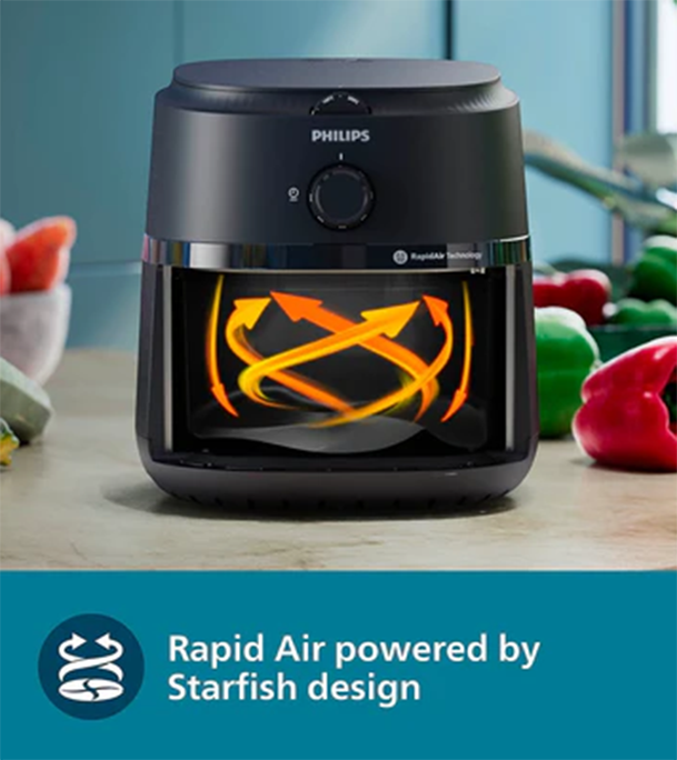Buy Philips 4.2 Litre Compact Airfryer with Rapid Air Technology 1500W, Dishwasher Safe, Temperature Control, Time Control (NA120) at Best Price In Bangladesh