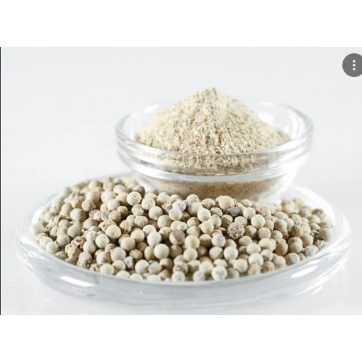 Picture of Ground white pepper isolated in white. 25g