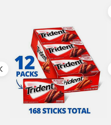 Picture of Trident Cinnamon Sugar Free Gum,12 Packs 1Box