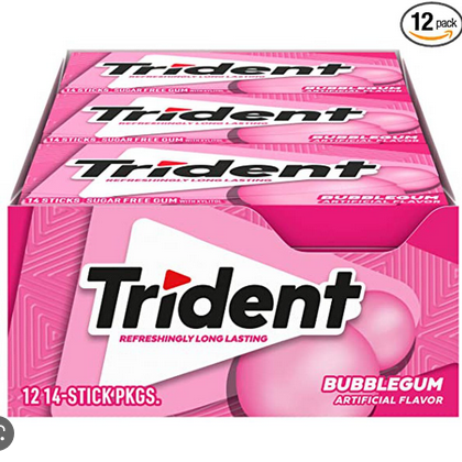 Picture of Trident Sugar Free  Bubble Gum,12 Packs 1Box