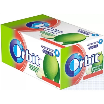 Picture of Orbit Raw Mango Flavour Chewing Gum Sugar Free - 1 box= 32 Packet = 140gm