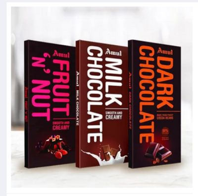 Picture of Amul (dark,milk,fruits n nut)chocolate 3pcs