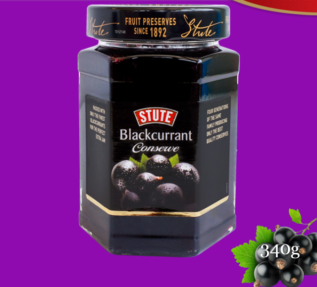 Picture of Stute Jam Blackcurrant Conserve - 340g(uk)