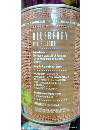 Picture of Blueberry  Pie Filling blueberry-595gm