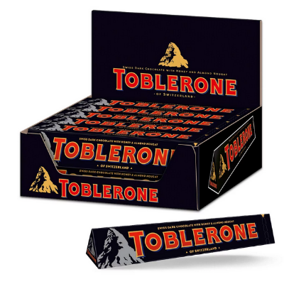 Picture of Toblerone Swiss Dark Chocolate with Honey and Almond Nougat, 100g Bar (Pack of 20) uk