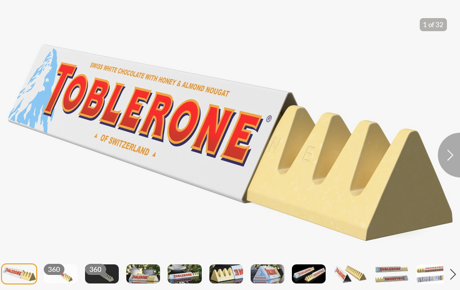 Picture of Toblerone White Chocolate, 100g Bars (Pack of 20) uk