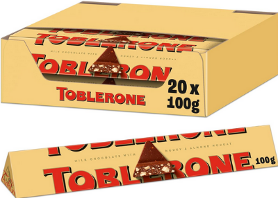Picture of Toblerone Milk Chocolate Bar, With Honey and Almond Nougat, Established in Switzerland, 100g (Pack of 20) uk