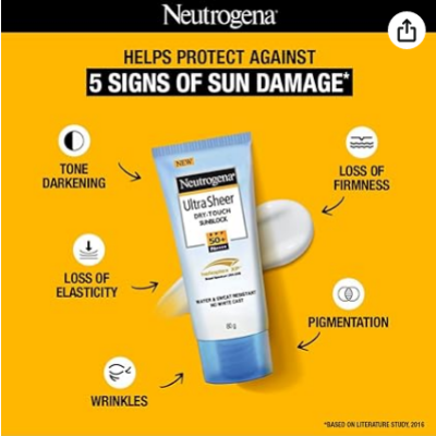 Picture of Neutrogena Ultra Sheer Dry Touch Sunblock SPF 50+ Sunscreen (White,80 g)