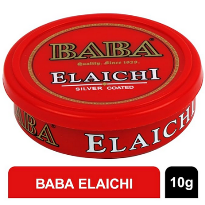 Picture of BABA ELAICHI Silver Coated Saffron Blended Elaichi - Refreshing, Exotic And Aromatic Mouth Freshener - 10Gm Tin