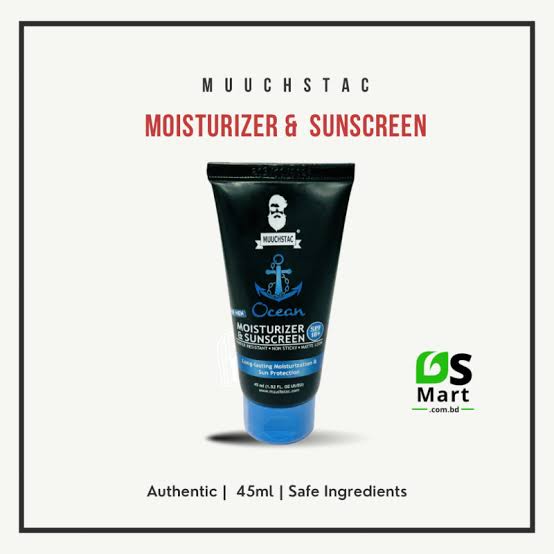 Picture of Muuchstac Mens Ocean Moisturizer & Sunscreen Matte Look Spf 18+ Cream With Turmeric & Aloe Vera Beads, Non-Sticky & Water Resistant 45 ML