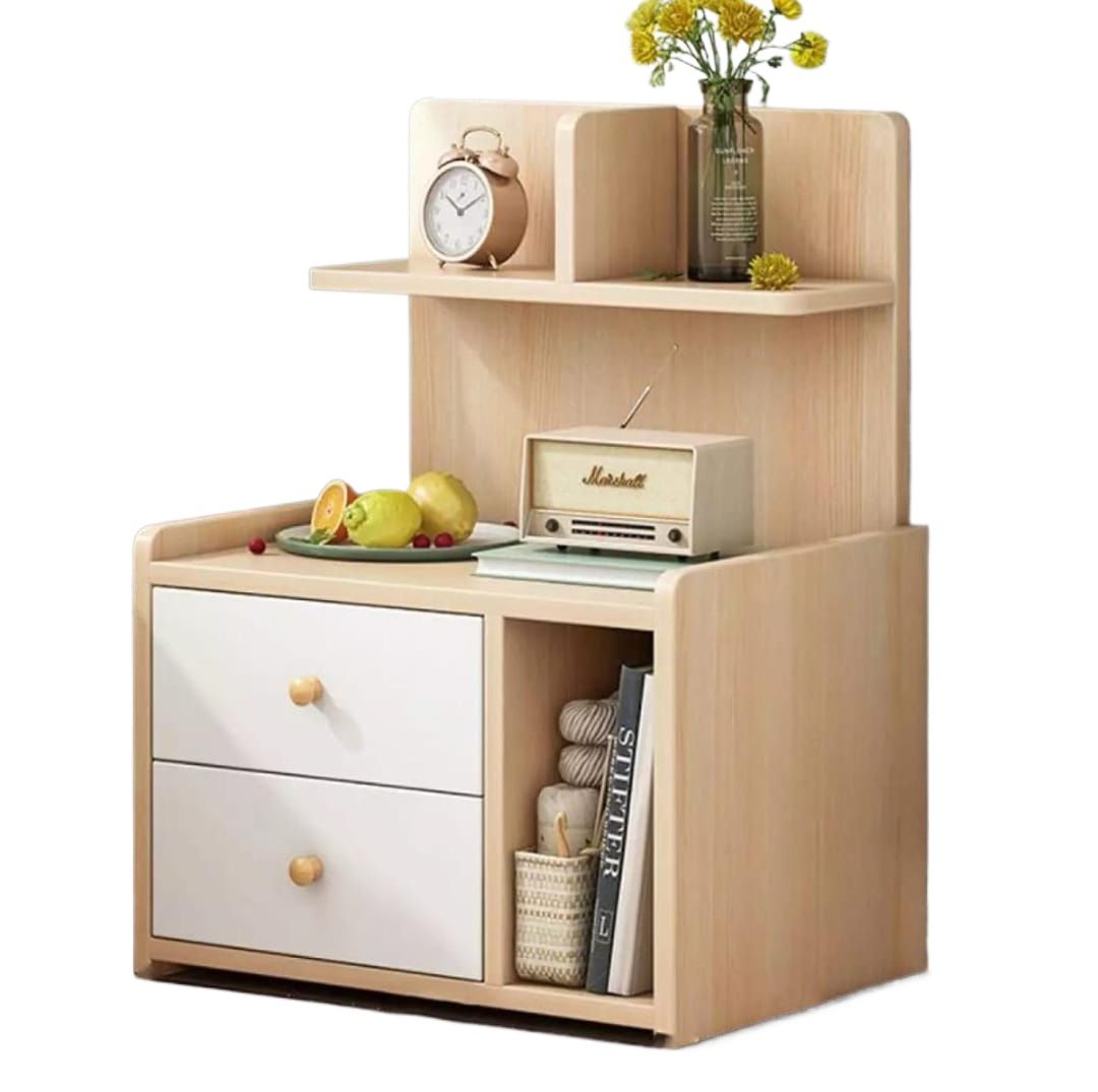 Picture of Meraj Furniture Bed Side Table 30H 20L 12W Inches HM32 With Two Drawer And File Cabinet