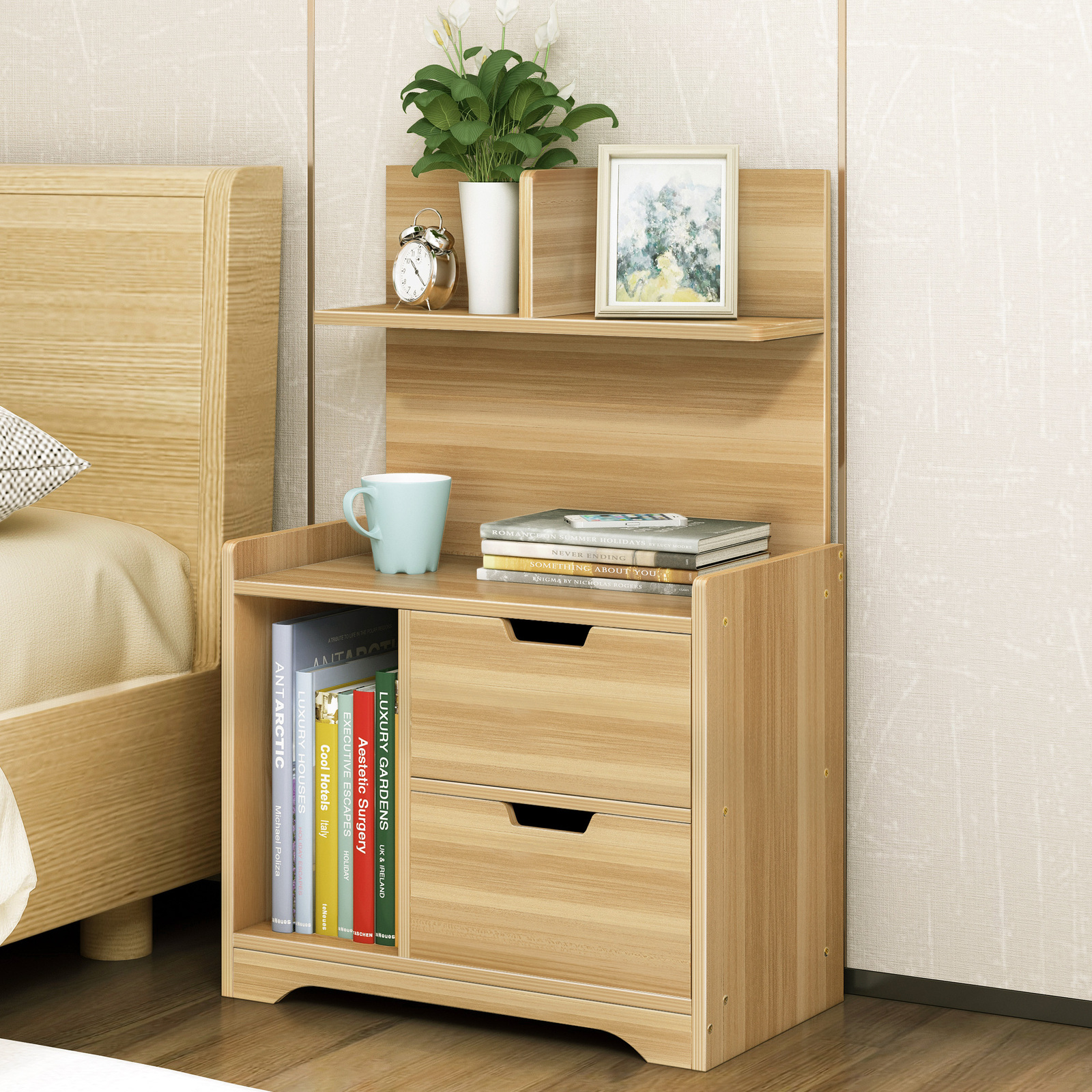 Picture of Meraj Furniture Bed Side Table 30H 20L 12W Inches  With Design Locker Drawer HM48