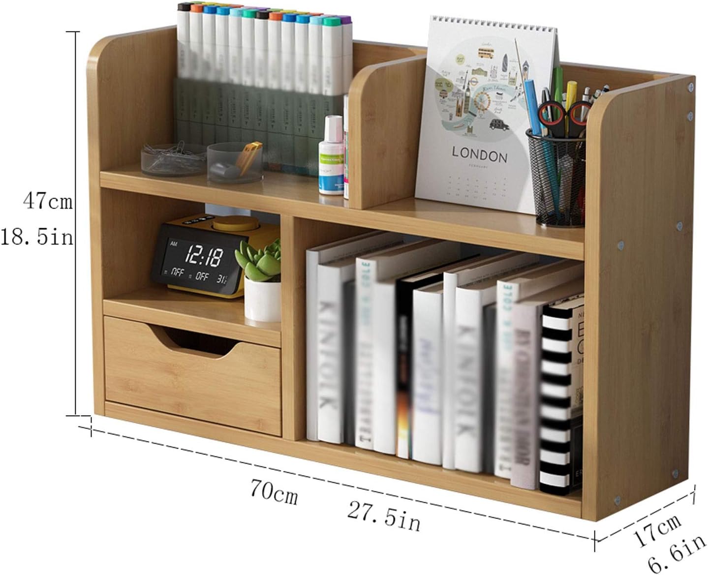 Picture of  Meraj Furniture  AOKLEY Bookshelf Ware Desktop Bookshelf Bookcase Drawer Type Bookshelves Office Desktop Storage Shelf Living Bedroom Display Stand Book Rack