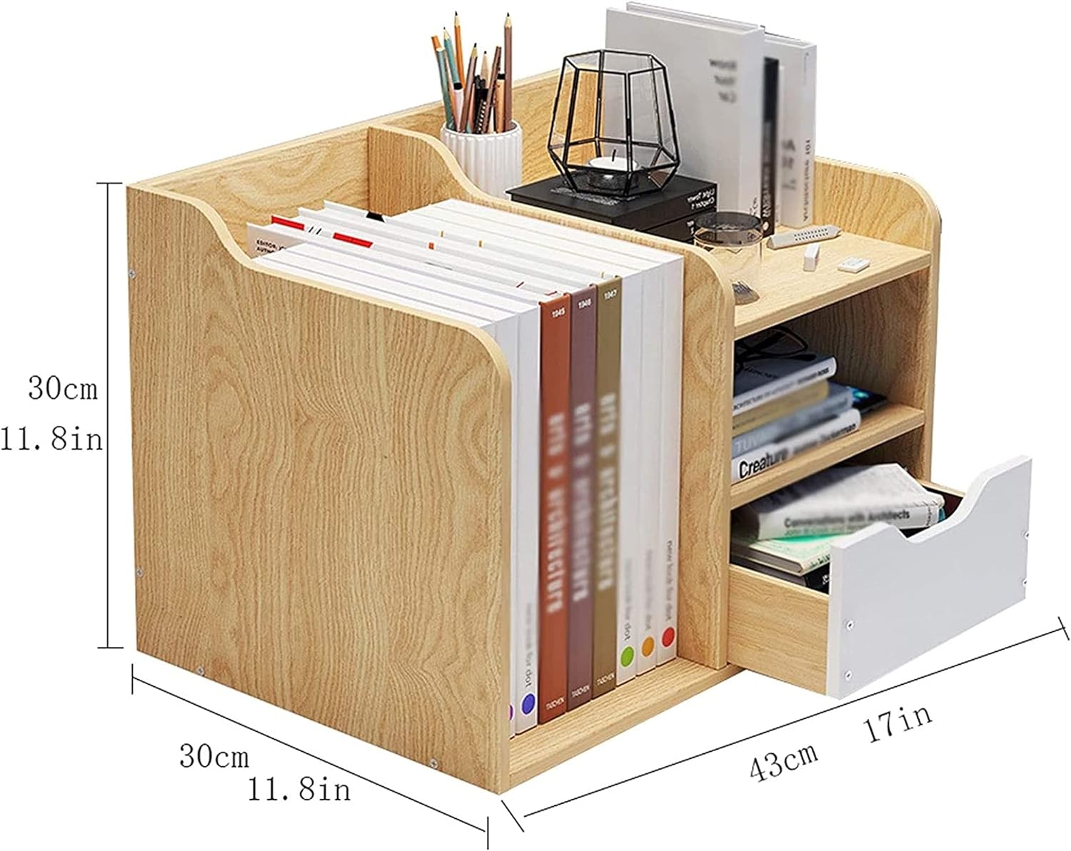 Picture of  Meraj Furniture  JOZZY Bookshelf,Drawer Desktop Office Storage Rack Bedroom Student Desktop Bookcase Storage Rack Bookcase