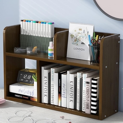 Picture of  Meraj Furniture  Desktop Organizers Bookshelf Manga Bookshelf Office Shelves Wood Bookshelf Dresser Top Organizer for Office Home Tabletop (Color : Brown, Size : 50.17.47cm)