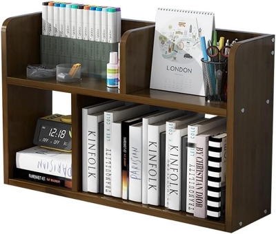 Picture of  Meraj Furniture  Desktop Organizers Bookshelf Manga Bookshelf Office Shelves Wood Bookshelf Dresser Top Organizer for Office Home Tabletop (Color : Brown, Size : 50.17.47cm)