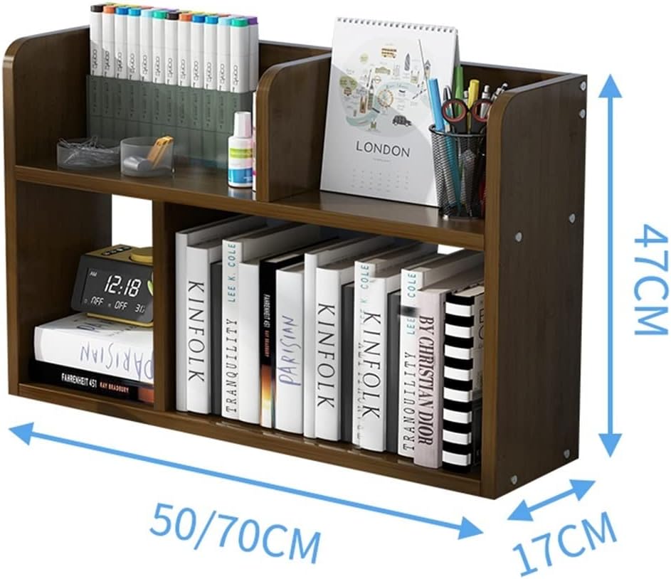 Picture of  Meraj Furniture  Desktop Organizers Bookshelf Manga Bookshelf Office Shelves Wood Bookshelf Dresser Top Organizer for Office Home Tabletop (Color : Brown, Size : 50.17.47cm)