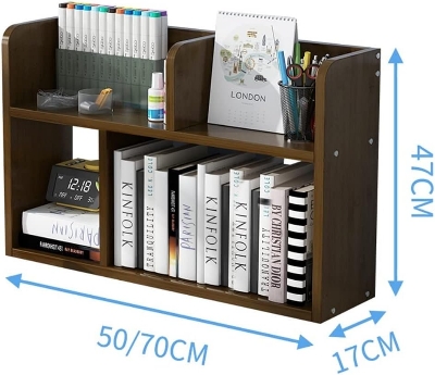 Picture of  Meraj Furniture  Desktop Organizers Bookshelf Manga Bookshelf Office Shelves Wood Bookshelf Dresser Top Organizer for Office Home Tabletop (Color : Brown, Size : 50.17.47cm)