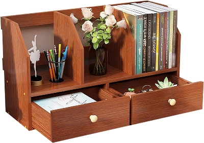 Picture of  Meraj Furniture  FANJIANI Bookshelf Wood Adjustable Countertop Desktop Bookcase Home Office Multipurpose Shelves Tabletop Display Storage Rack for Books