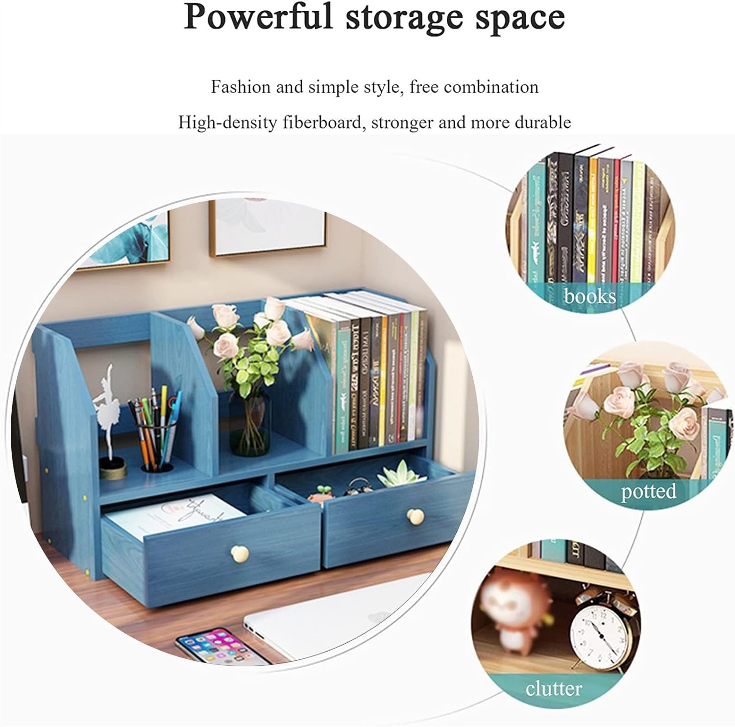 Picture of  Meraj Furniture  FANJIANI Bookshelf Wood Adjustable Countertop Desktop Bookcase Home Office Multipurpose Shelves Tabletop Display Storage Rack for Books