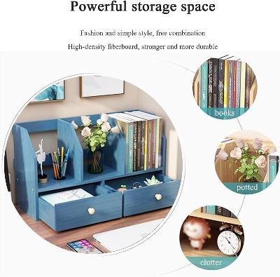 Picture of  Meraj Furniture  FANJIANI Bookshelf Wood Adjustable Countertop Desktop Bookcase Home Office Multipurpose Shelves Tabletop Display Storage Rack for Books